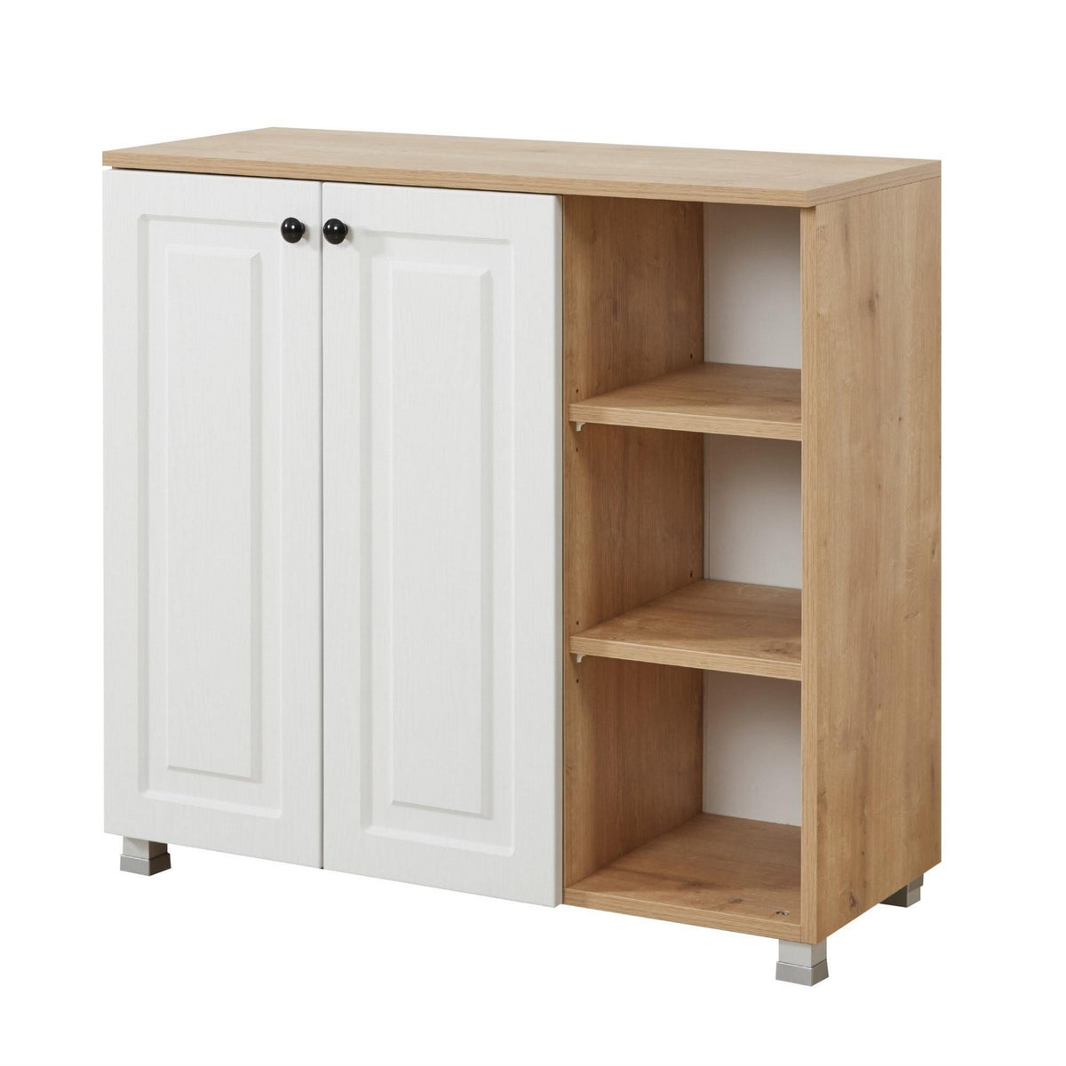 Comoda Tuvalle 018, alb/stejar, PAL, 90x37x85 cm