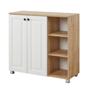 Comoda Tuvalle 018, alb/stejar, PAL, 90x37x85 cm