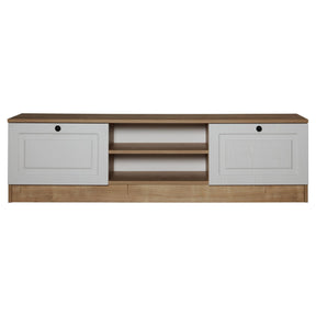 Comoda TV Tuvalle 044, stejar/alb, PAL, 160x34x45 cm