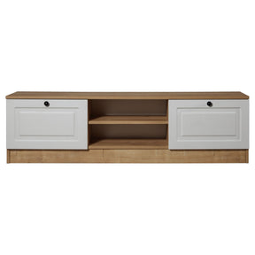 Comoda TV Tuvalle 044, stejar/alb, PAL, 160x34x45 cm