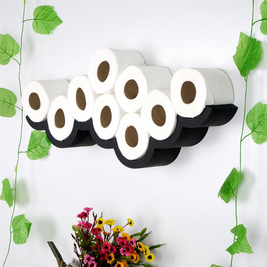 Suport pentru hartie igienica WC018, negru, lemn, 62x9x16 cm