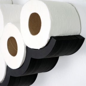 Suport pentru hartie igienica WC018, negru, lemn, 62x9x16 cm
