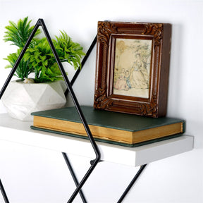 Set 2 rafturi WR057, alb/negru, metal, 40x31x15 cm