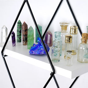 Set 2 rafturi WR057, alb/negru, metal, 40x31x15 cm