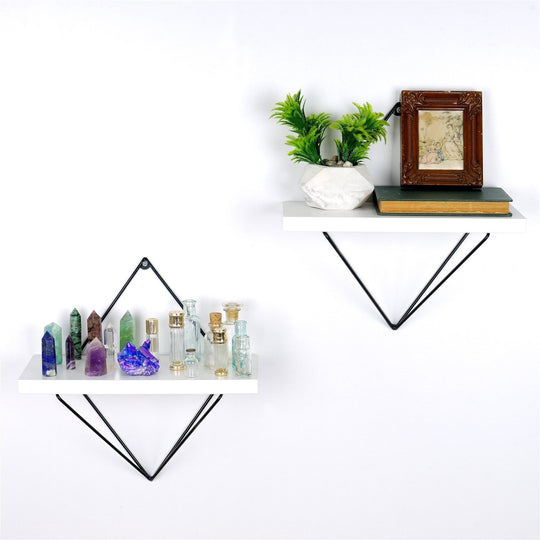 Set 2 rafturi WR060, alb/negru, metal, 30x30x14 cm