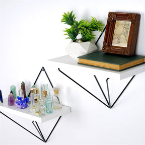 Set 2 rafturi WR060, alb/negru, metal, 30x30x14 cm