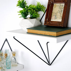 Set 2 rafturi WR060, alb/negru, metal, 30x30x14 cm