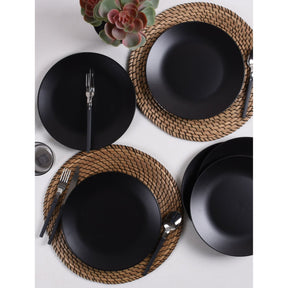 Set 6 farfurii de serviciu ST040106F956A000000MAS3T00, negru, 100% ceramica, 25x25x4 cm