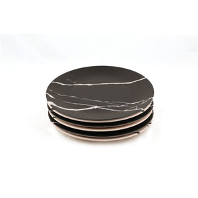 Set 6 farfurii de serviciu ST040806F022ADM8500MAS3T00, alb/negru, ceramica, 25x25x4 cm