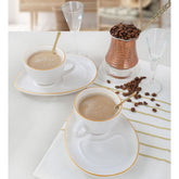 Set de cafea ST606004F022A841600MAGD200, alb/auriu, ceramica, 215 ml, farfurie 14 cm