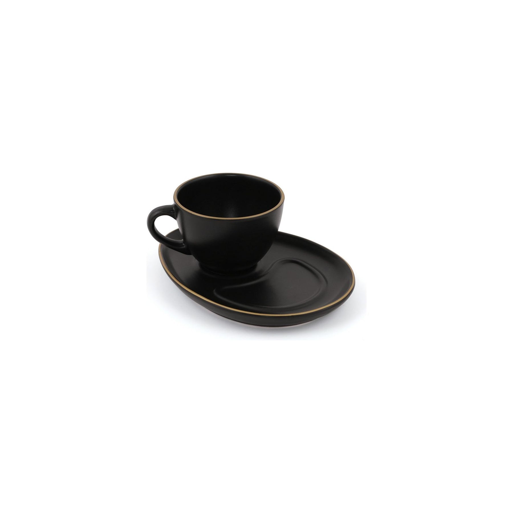 Set de cafea ST606004F956A841600MAGD200, negru/auriu, ceramica, 215 ml, farfurie 14 cm