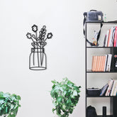 Decoratiune perete Flower, metal 100%, negru, 40 x 70 cm