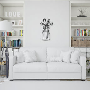 Decoratiune perete Flower, metal 100%, negru, 40 x 70 cm