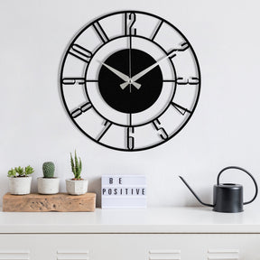 Ceas de perete Enzoclock, metal 100%, negru, 48 x 48 cm