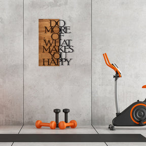 Decoratiune perete Do More, lemn/metal, negru/maro, 42 x 58 cm