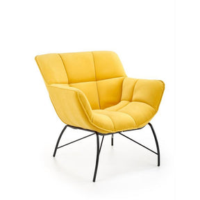 Fotoliu modern Belton, catifea galbena, 74x73x78 cm