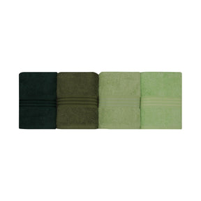 Set 4 prosoape baie Rainbow, 50x90 cm, material bumbac, verde