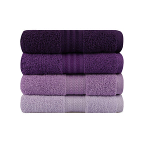 Set 4 prosoape baie Rainbow, 50x90 cm, mov/lila, material bumbac