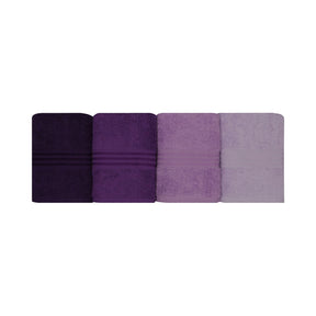 Set 4 prosoape baie Rainbow, 50x90 cm, mov/lila, material bumbac