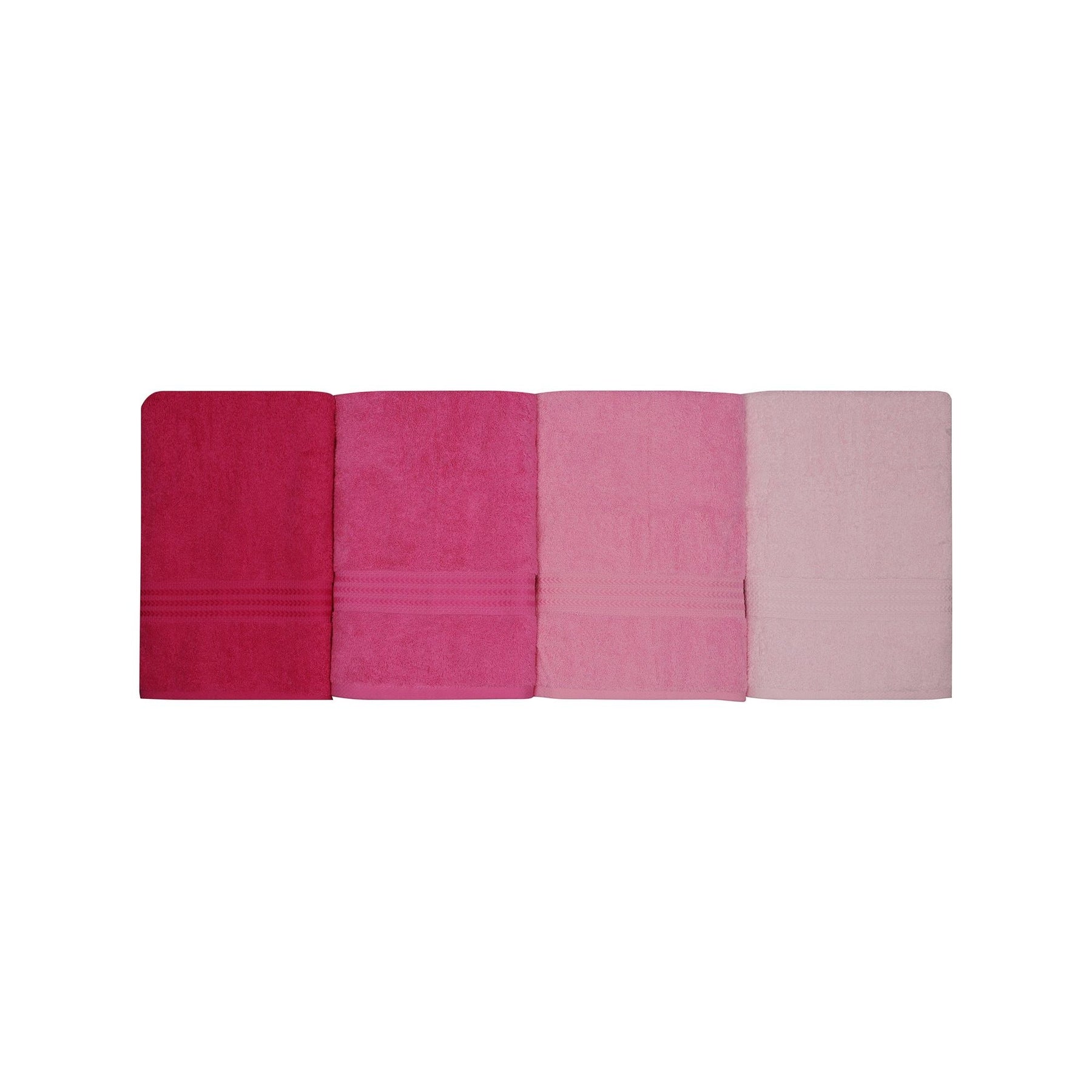 Set 4 prosoape baie Rainbow, 70x140 cm, material bumbac, roz