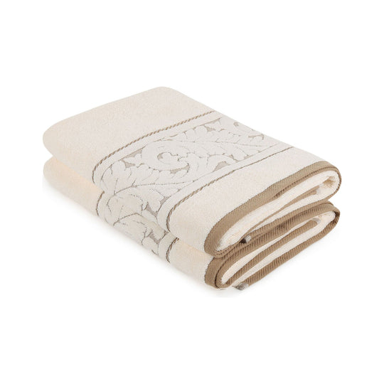 Set 2 prosoape baie Sultan, 70x140 cm, material bumbac, crem