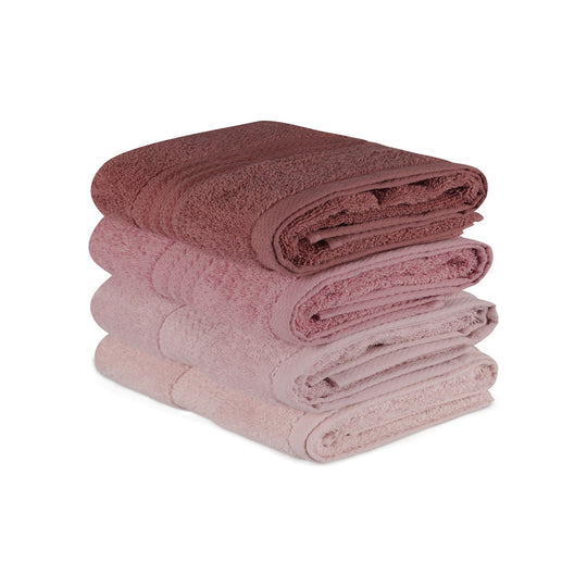 Set 4 prosoape baie Rainbow, 50x90 cm, material bumbac, roz pudra