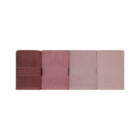 Set 4 prosoape baie Rainbow, 50x90 cm, material bumbac, roz pudra