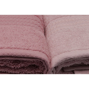 Set 4 prosoape baie Rainbow, 50x90 cm, material bumbac, roz pudra
