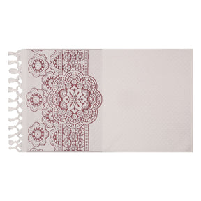 Set 2 prosoape Marcello, rosu/alb, bumbac, 50x90 cm