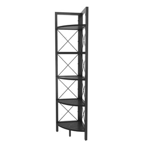 Etajera Remo, negru cu imprimeu marmura, de colt, PAL melaminat, 30.5x33x160 cm