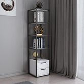 Biblioteca RobCoss, negru/alb, PAL/metal, 39x39x160 cm