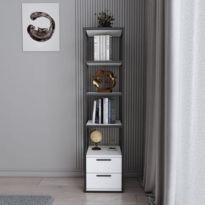 Biblioteca RobCoss, negru/alb, PAL/metal, 39x39x160 cm