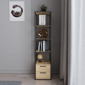 Biblioteca RobCoss, negru/stejar, PAL/metal, 39x39x160 cm