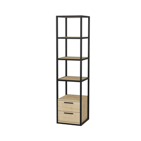 Biblioteca RobCoss, negru/stejar, PAL/metal, 39x39x160 cm