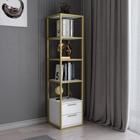 Biblioteca RobCoss, auriu/alb, PAL/metal, 39x39x160 cm