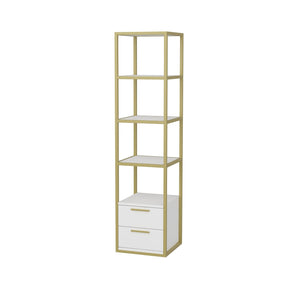 Biblioteca RobCoss, auriu/alb, PAL/metal, 39x39x160 cm