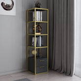 Biblioteca RobCoss, auriu/gri antracit, PAL/metal, 39x39x160 cm