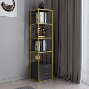 Biblioteca RobCoss, auriu/gri antracit, PAL/metal, 39x39x160 cm