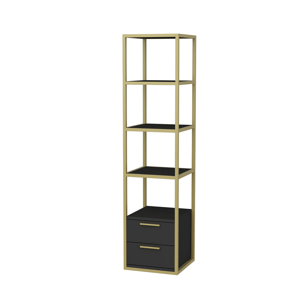 Biblioteca RobCoss, auriu/gri antracit, PAL/metal, 39x39x160 cm