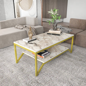 Masuta cafea Flora, auriu/bej, PAL, 120x60x46 cm