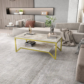 Masuta cafea Flora, auriu/bej, PAL, 120x60x46 cm
