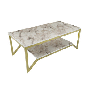 Masuta cafea Flora, auriu/bej, PAL, 120x60x46 cm