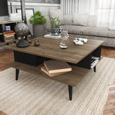 Masuta cafea Akya, nuc, PAL, 89x89x44 cm