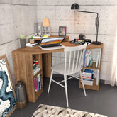 Birou de colt Floating, nuc, PAL, 120x77x90 cm
