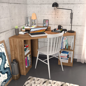 Birou de colt Floating, nuc, PAL, 120x77x90 cm