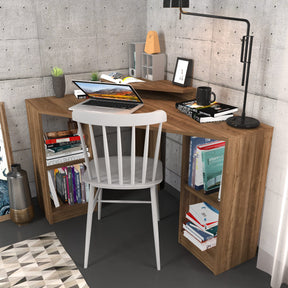 Birou de colt Floating, nuc, PAL, 120x77x90 cm