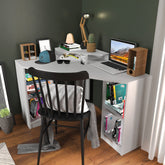 Birou de colt Floating, alb, PAL, 120x77x90 cm