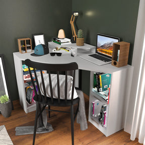 Birou de colt Floating, alb, PAL, 120x77x90 cm
