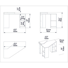 Birou de colt Floating, alb, PAL, 120x77x90 cm