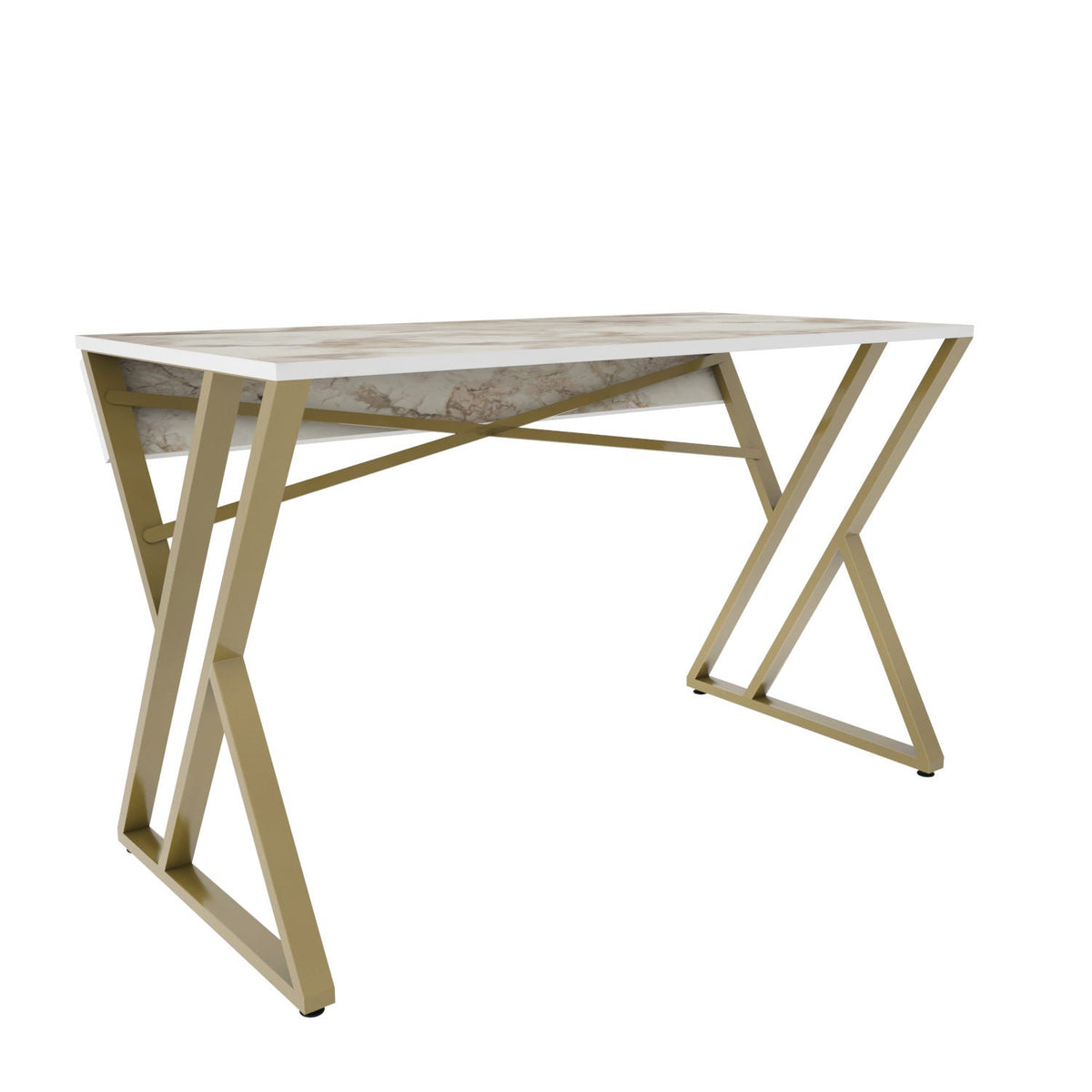 Birou Gyza, alb/auriu, PAL, 120x60x75 cm